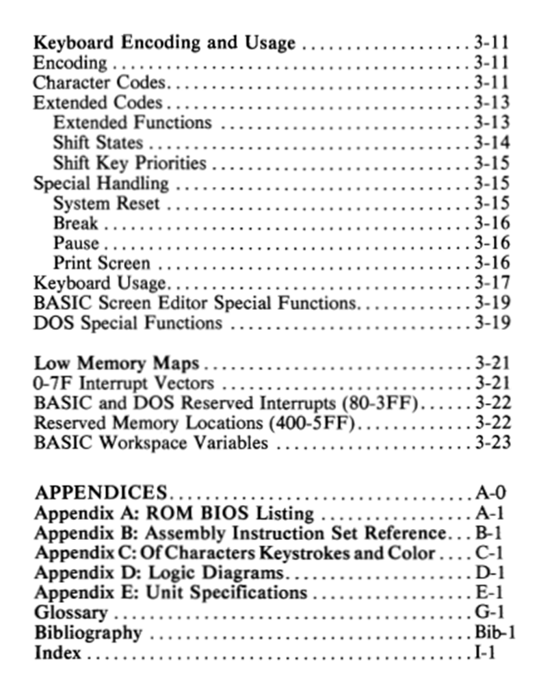 IBM PC spec appendix