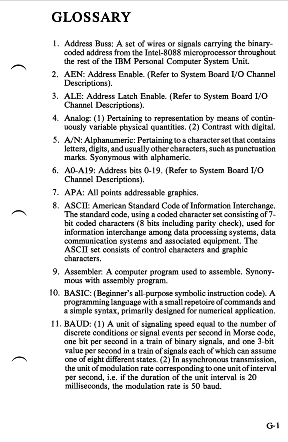 IBM PC spec glossary